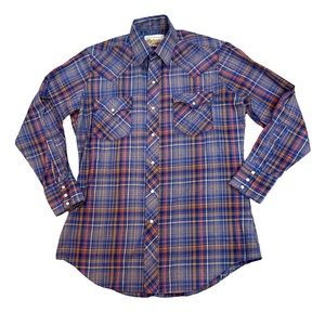 Authentic Western Wear Pearl Snap Plaid Shirt Size 15.5 32/33